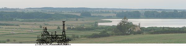 Die Parklandschaft mit der Eisenbahn