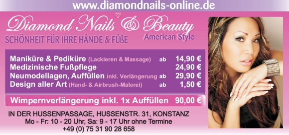 Nagelmodellage und Wimpernverl�ngerung  bei Diamond Nails & Beauty