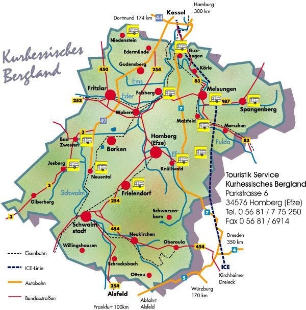 Freizeit - Übersichtskarte Campingplätze im Schwalm-Eder-Kreis