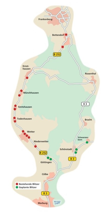 14 Blitzer auf der B252